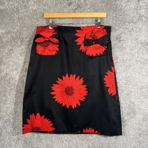 Grace Dane Lewis Women’s 14 Black Floral Print Mini Skirt Pockets Bow Detail